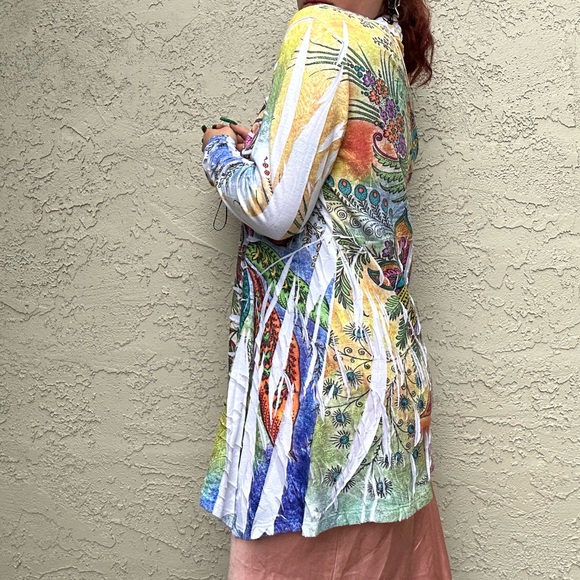 Colorful Y2k Boho Hippie Cardigan, Festival, Rave, Show, Concert, Beach Coverup - Picture 4 of 10